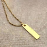 Gold Toned Anti Tarnish Rectangular Minimalist Hip Hop Party Pendant