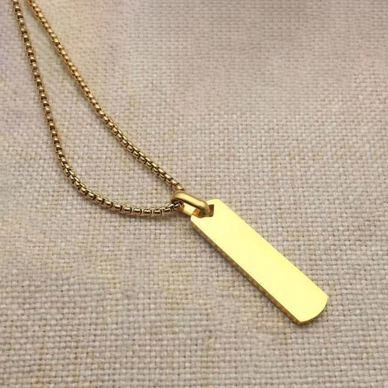 Gold Toned Anti Tarnish Rectangular Minimalist Hip Hop Party Pendant