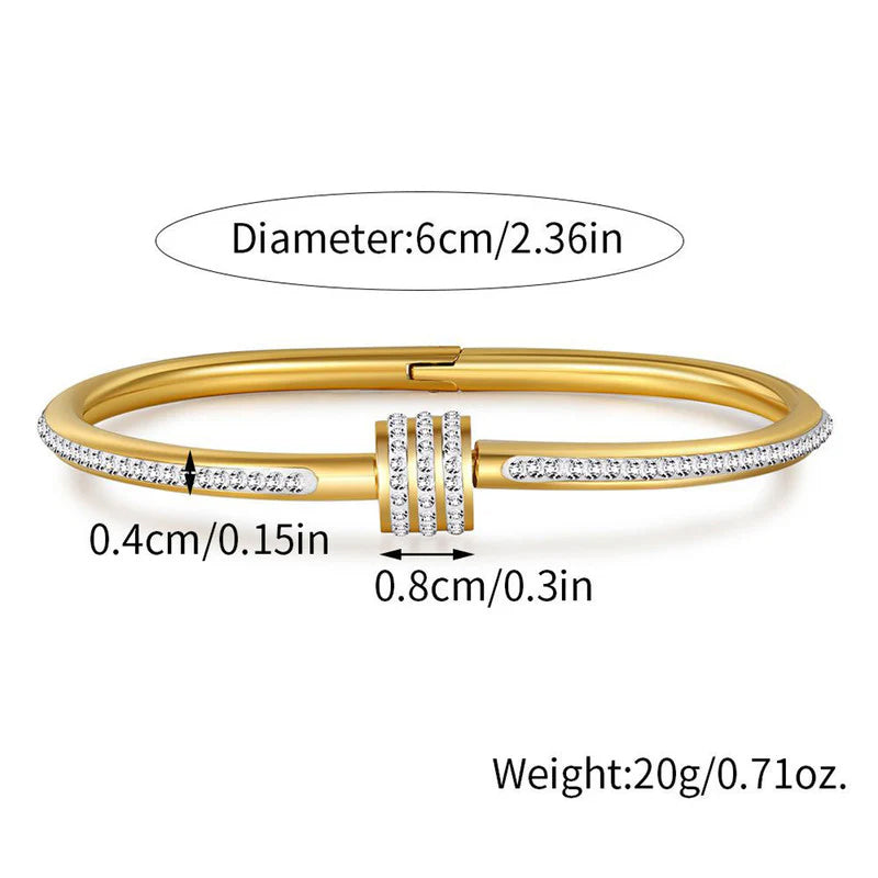 Gold Toned American Diamond Studded Bangle Style Anti-Tarnish Bracelet