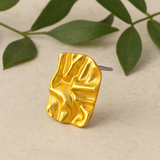 Gold-Plated Textured Abstract Statement Stud Earrings for Women