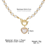Elegant White Gold Toned Heart inspired Pearl Necklace For Women