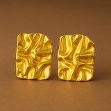 Gold-Plated Textured Abstract Statement Stud Earrings for Women
