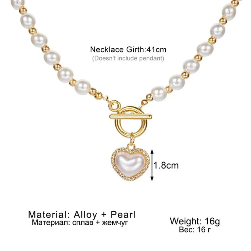 Elegant White Gold Toned Heart inspired Pearl Necklace For Women