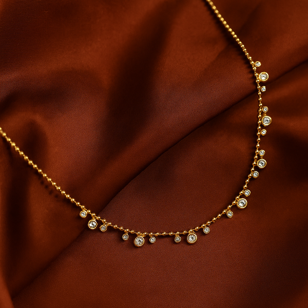 Elegant Gold-Plated Delicate Crystal Drop Necklace – Minimalist Everyday Wear Chain