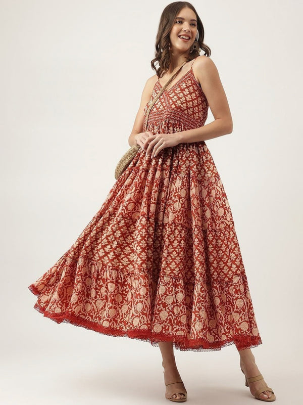Ethnic Printed Flare Maxi Dress
