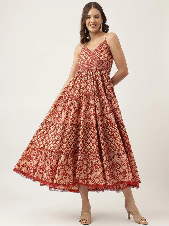 Ethnic Printed Flare Maxi Dress