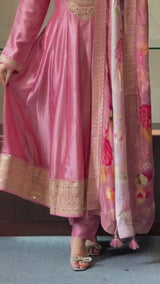 Anarkali Flared Kurti Pant Dupatta Set